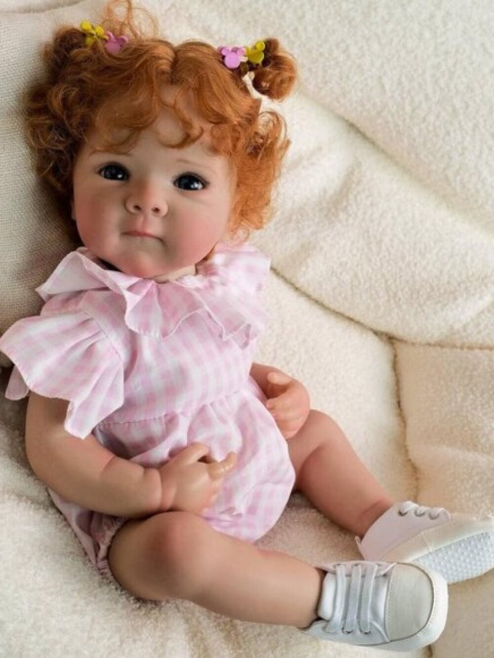 18 Inch Lifelike Red Hair Reborn Newborn Girl Doll Waterproof Veins